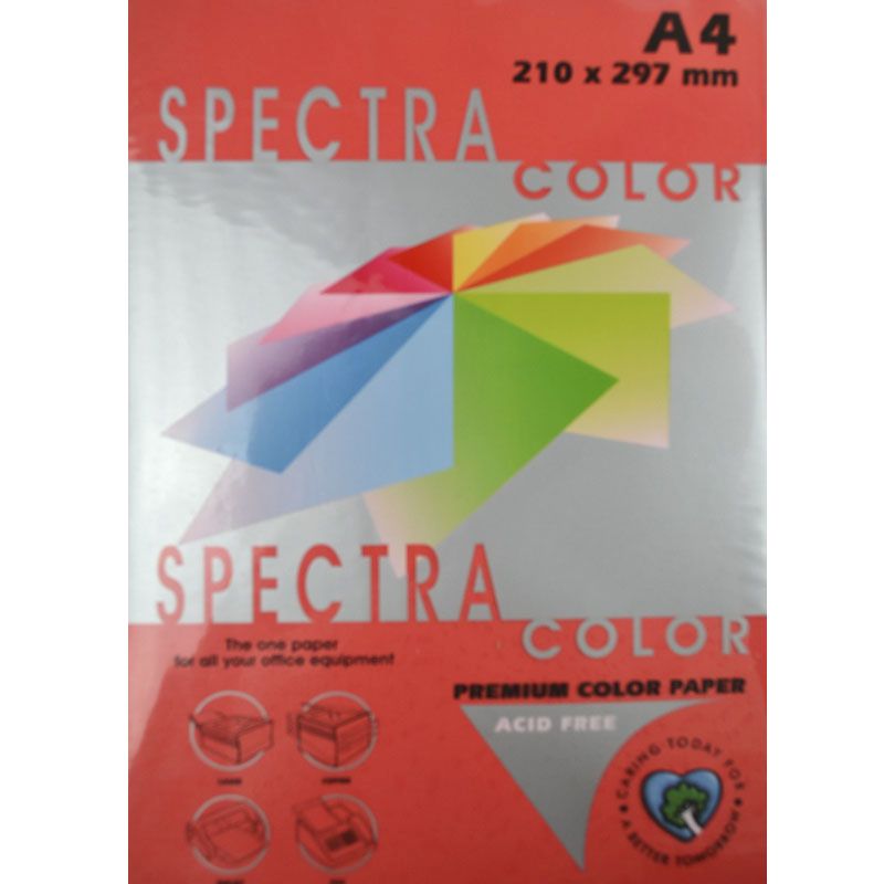 Бумага высокой плотности А4 Spесtra Color 250 листов красная 160г/м2