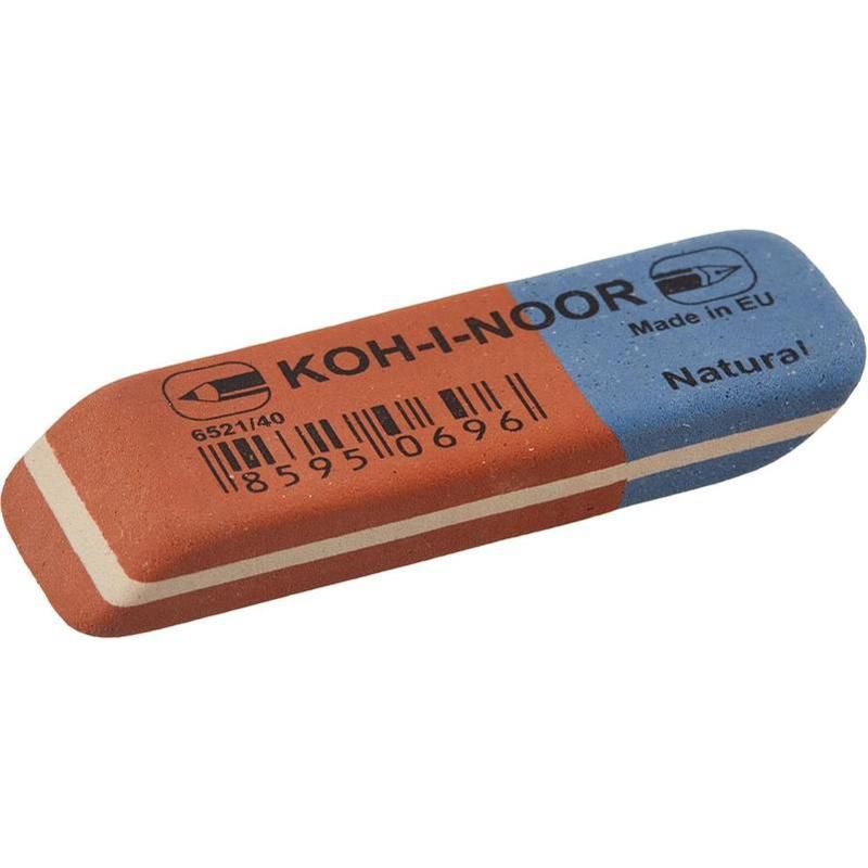 ластик koh-i-noor bluestar 6521/40 прямоугольный 55х12мм красный с синим  