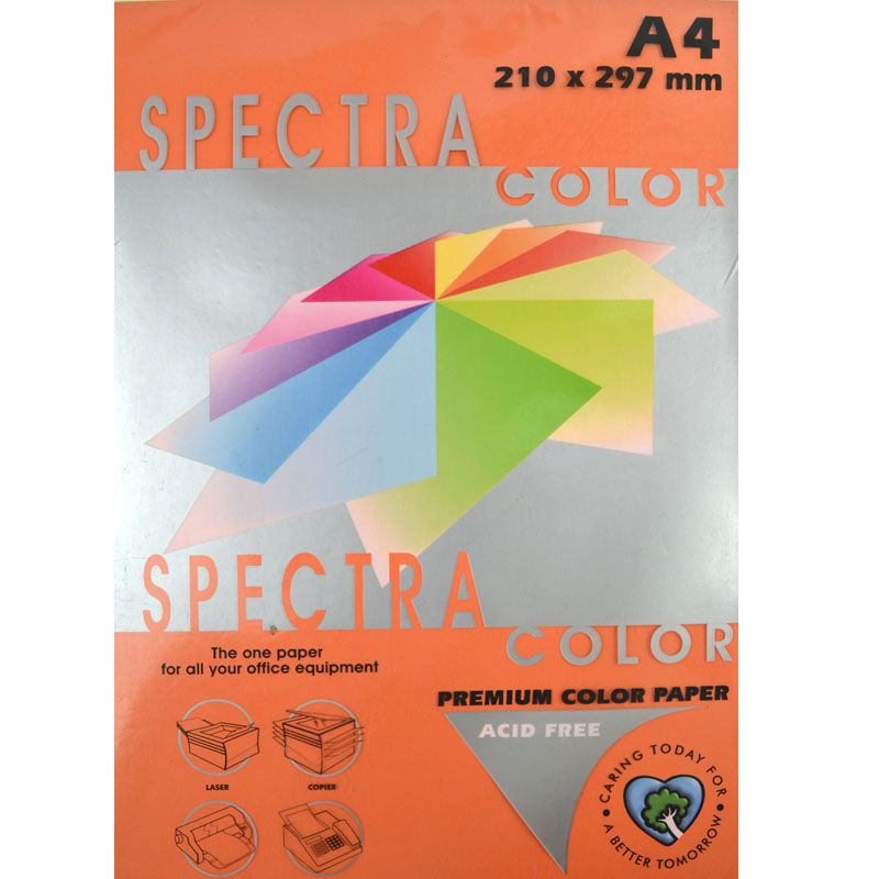 Бумага высокой плотности А4 Spесtra Color 250 листов оранжевая 160г/м2