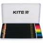 карандаши цветные kite города металлическая коробка 12 цв. трехгранные  